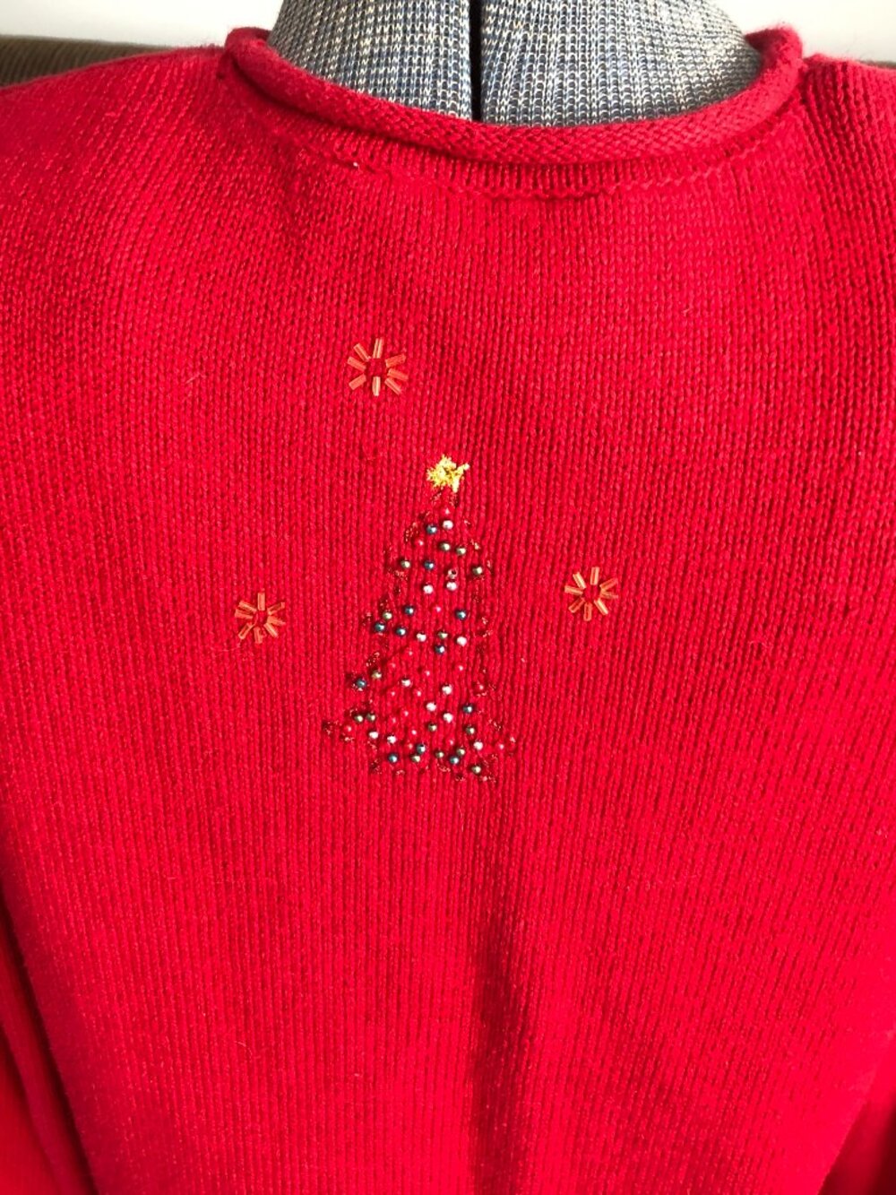 Croft & Barrow Women's Size M Medium Red Christmas Sweater Zip Up Front - Picture 7 of 10